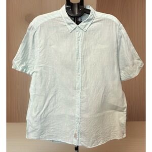 Heritage Report Collection Mens 2X Aqua Blue 100% Linen Button-Up Shirt Tropical
